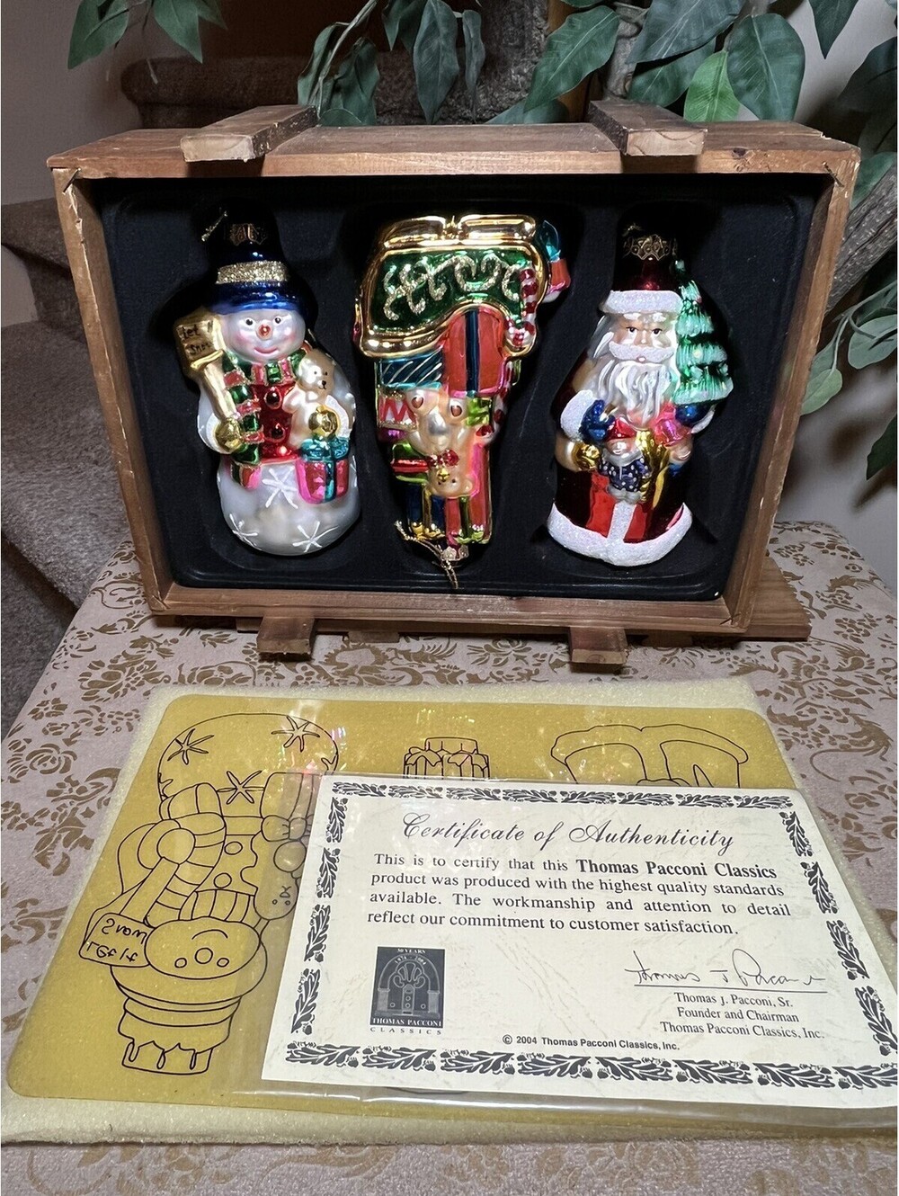 Thomas Pacconi Classics Christmas Ornaments 2004 Collection 6” Set of 3 Crated